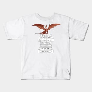 YA fantasy book stack and dragon Kids T-Shirt